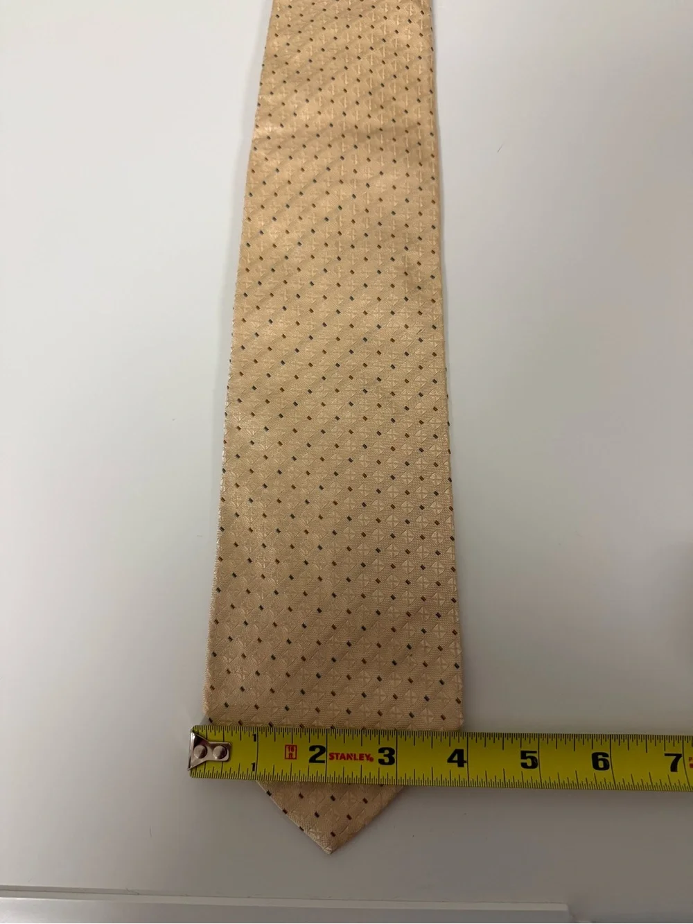 Altea Milano Expressly For Nordstrom Tie Silk Gold Beige Geometric Pattern Italy
